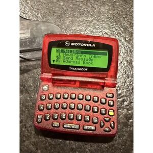 Vintage Motorola T900 Talkabout 2-Way Pager Red Missing Battery Cover